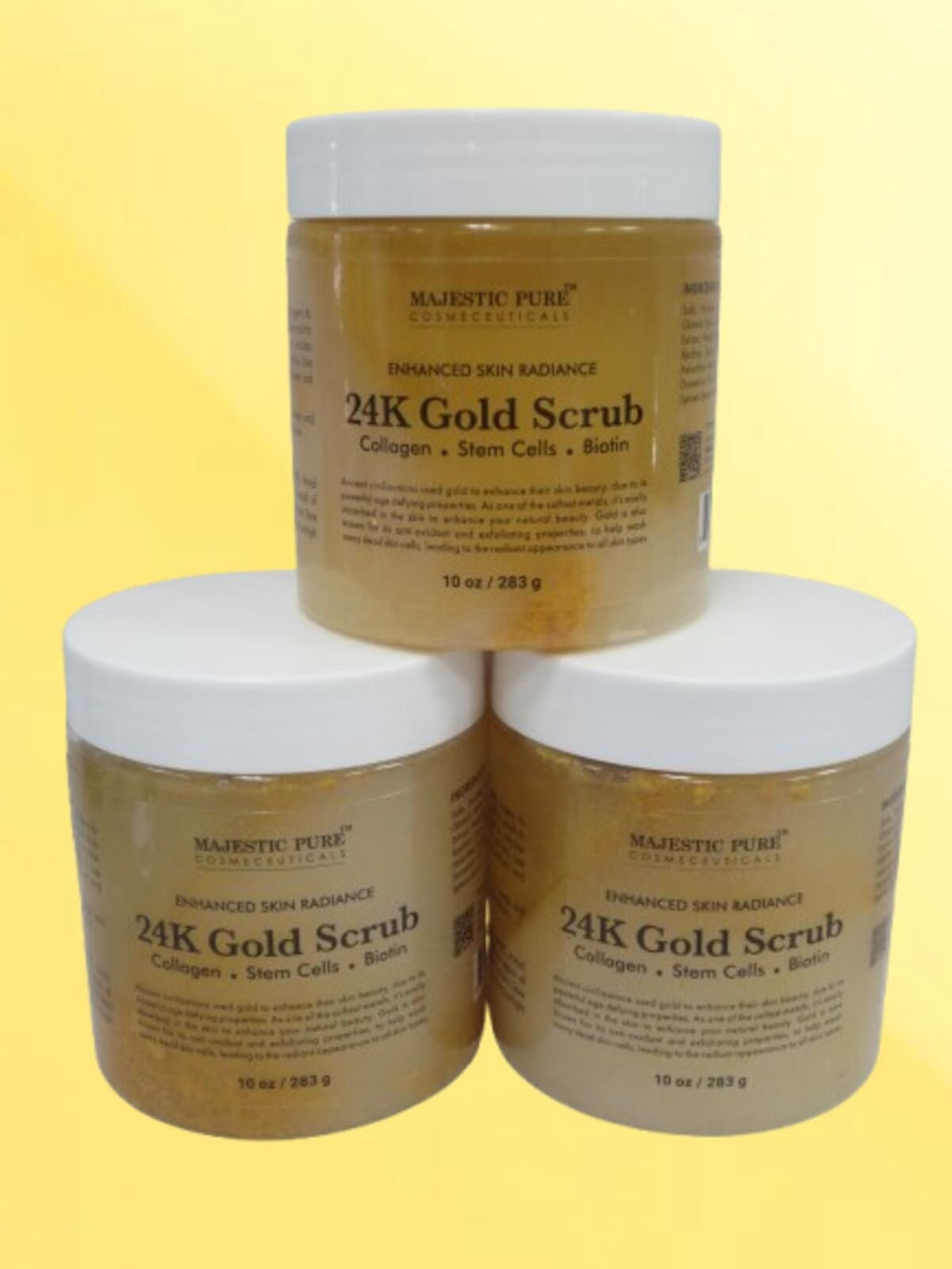MAJESTIC PURE ENHANCED SKIN RADIANCE 24K GOLD SCRUB 10 OZ LOT OF 3