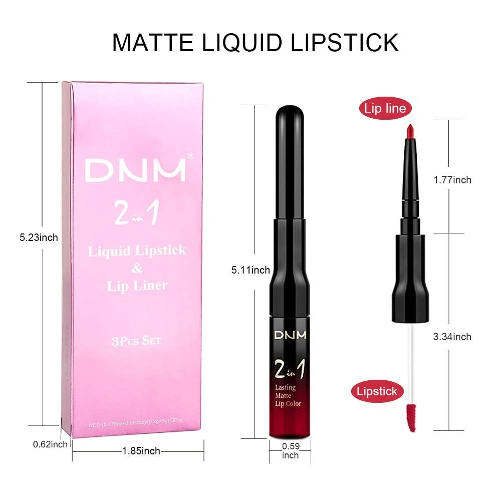 24-Hour Waterproof Lip Set with Lip Liner & Liquid Lipstick - Ruby Red