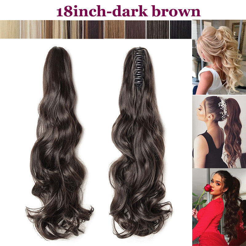 Thick Ponytail Hair Extension with Claw Clip - Wavy Curly Synthetic Hair