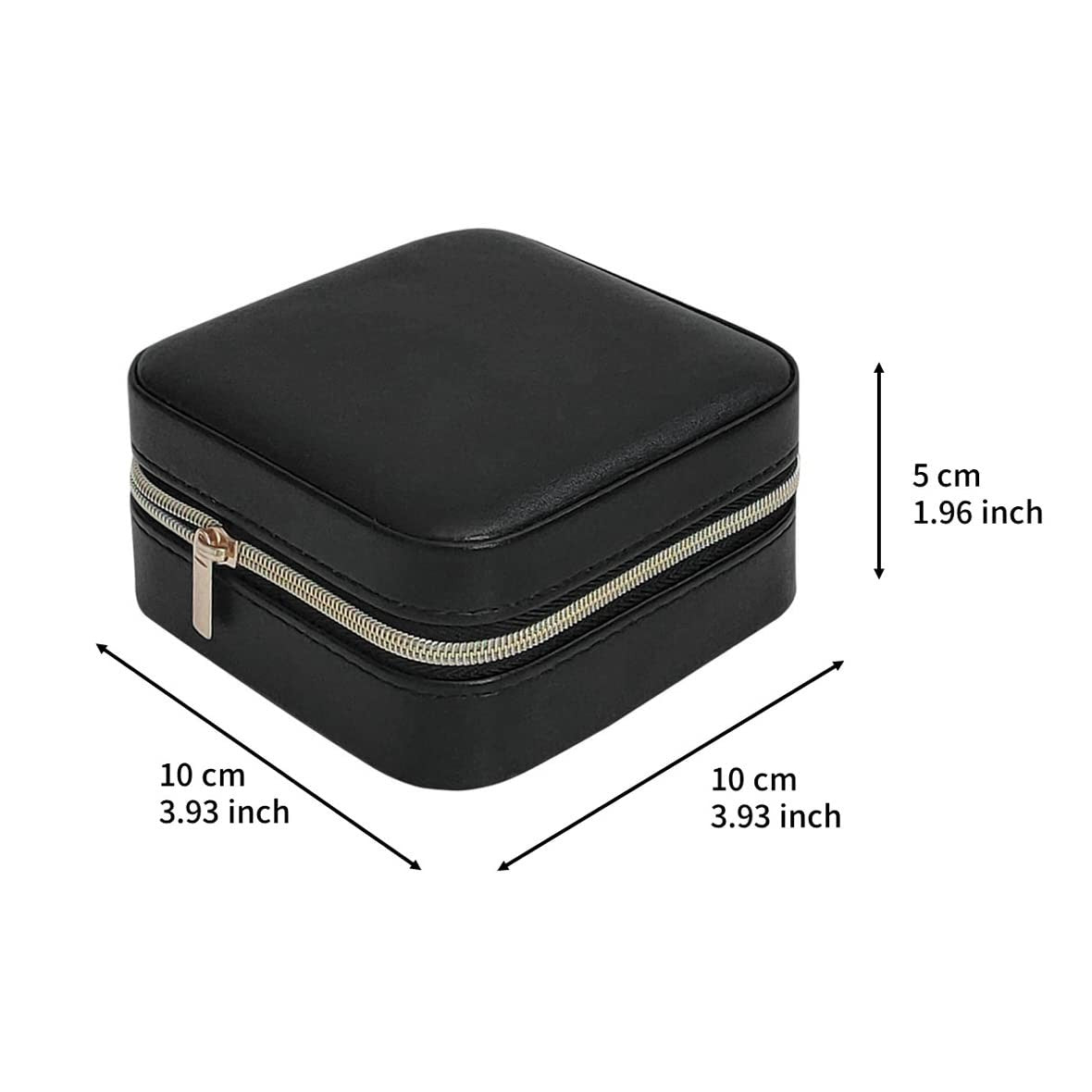 Travel Jewelry Case with Mirror - Compact Jewelry Organizer for Earrings, Rings, Necklaces - Black