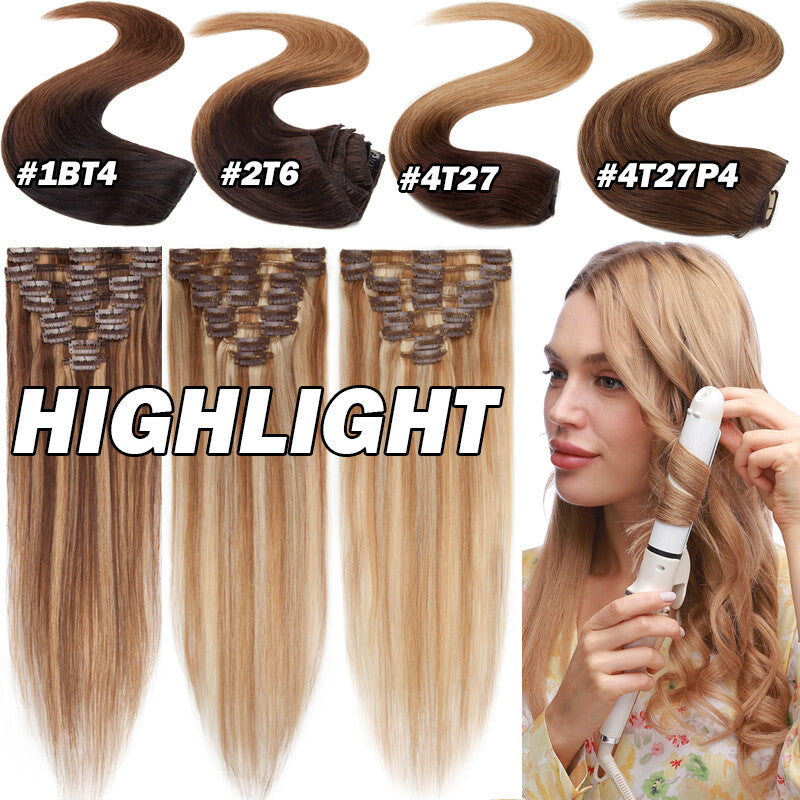 Russian Clip-In Hair Extensions 100% Remy Human Hair Full Head Long-Medium