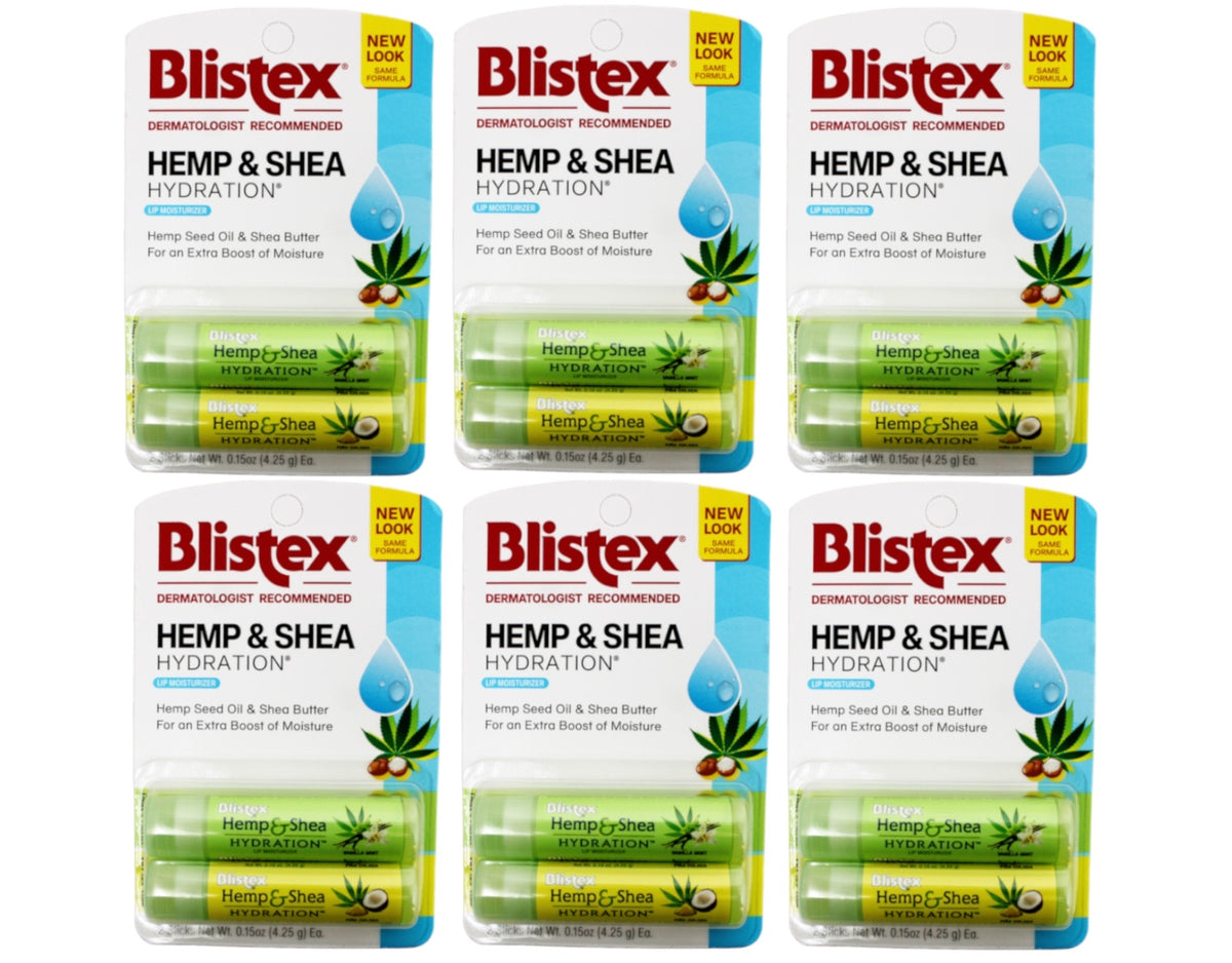 6 Pack Lip Balm Set - Shea & Hemp Seed Oil Hydrating Moisturizer