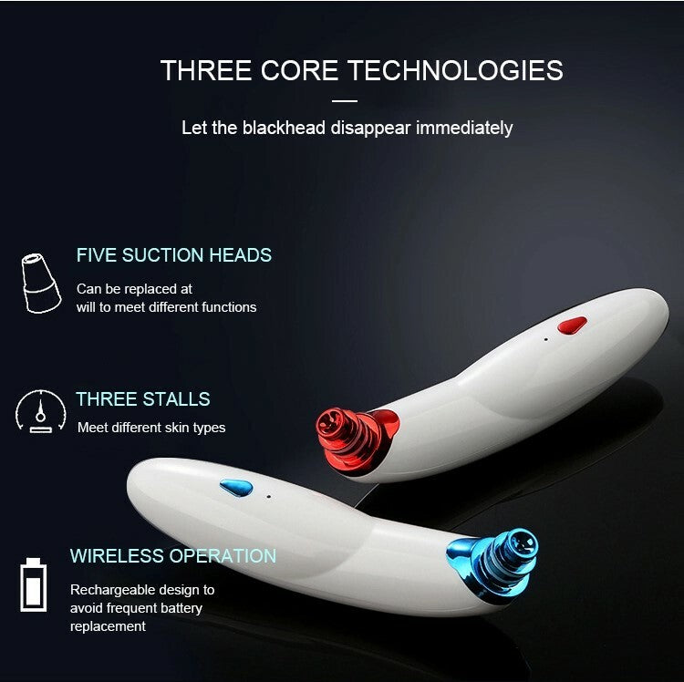 Electric Face Blackhead Remover with Pore Vacuum & Multiple Suction Heads