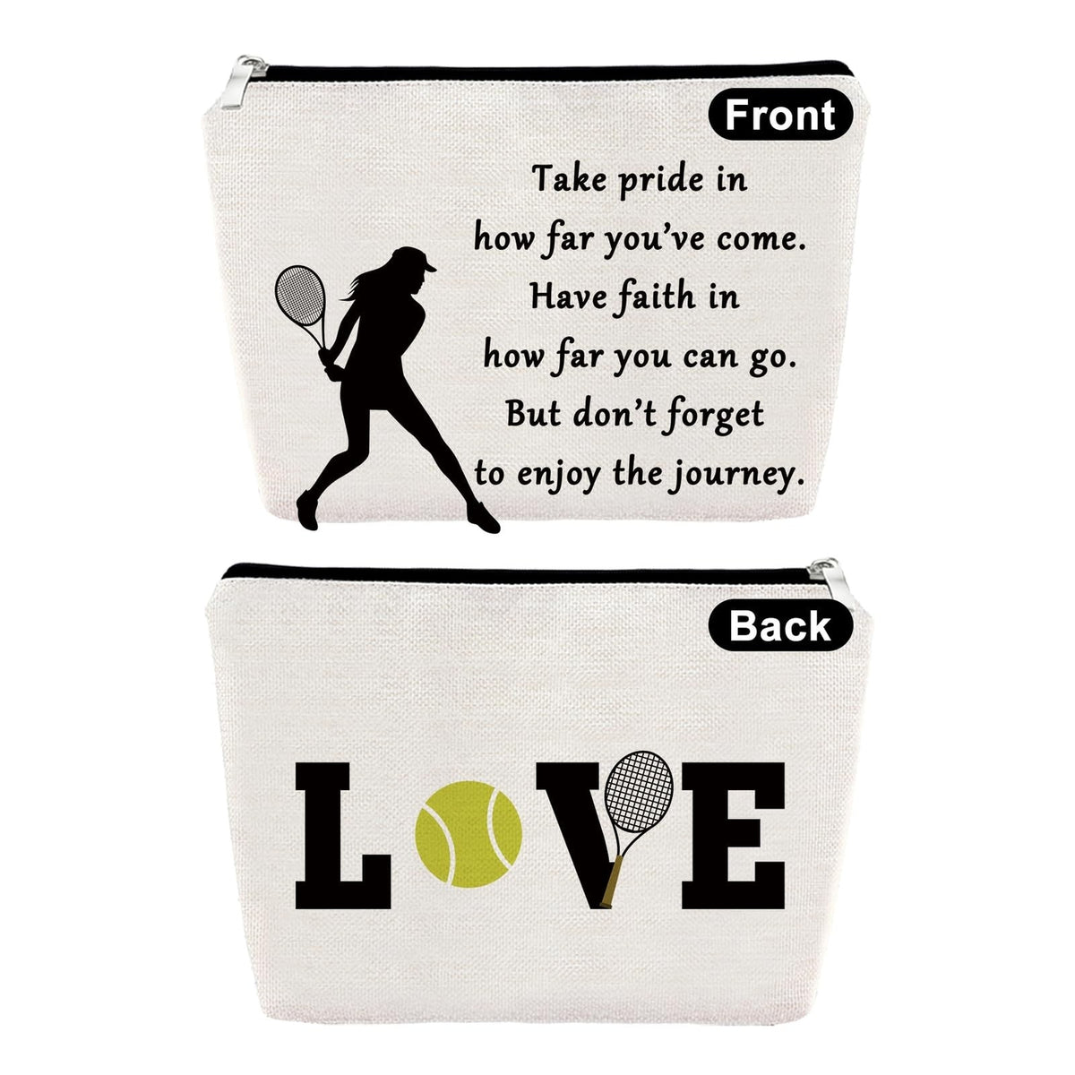 Tennis Inspirational Makeup Bag for Women - Travel Cosmetic Pouch Gift