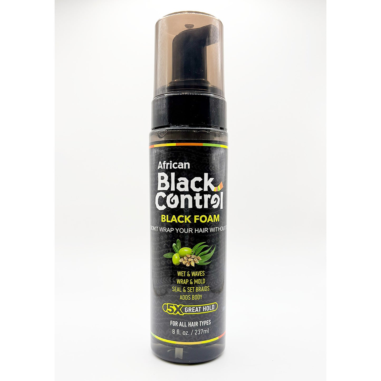 African Black Control Foam Mousse - Strong Hold, Frizz Control, Nourishing 8oz