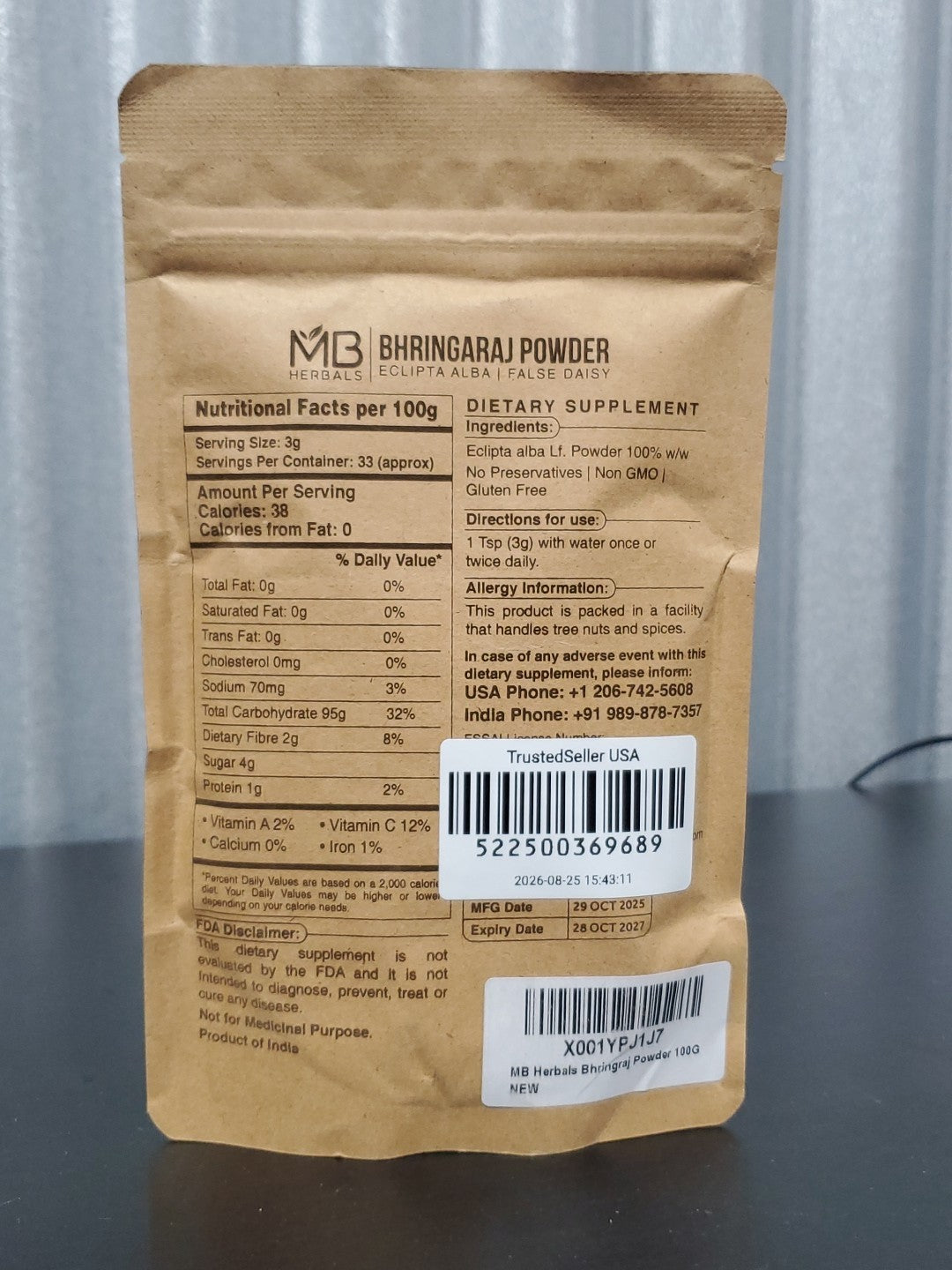 Pure Bhringraj Powder 100g | 3.52oz