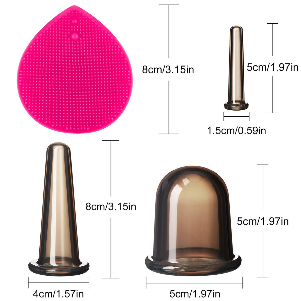 Silicone Facial Cupping Set for Skin Tightening & Blood Circulation - Black