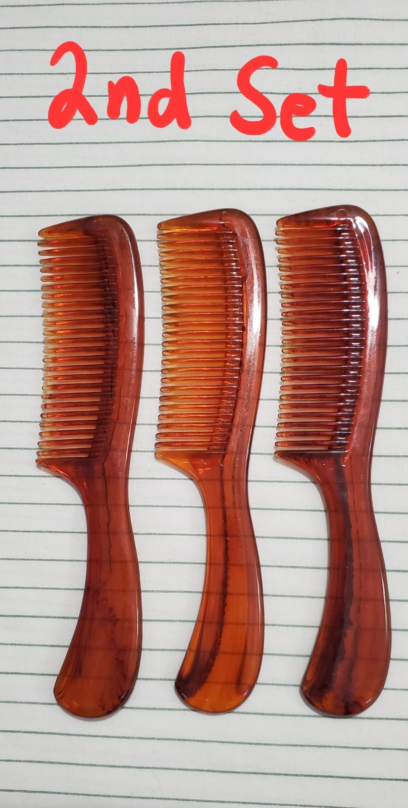 Vintage Tip Top Brown Styling Comb Set - 3 Pieces, 6 Inches
