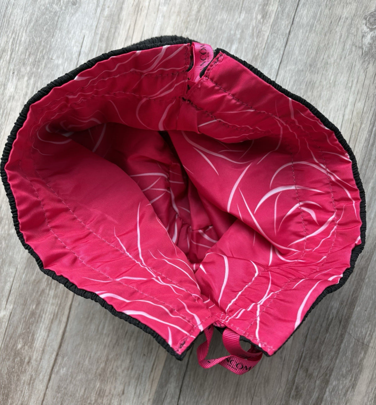 Lancôme Fuchsia & Black Drawstring Makeup Pouch - Cosmetic Bag