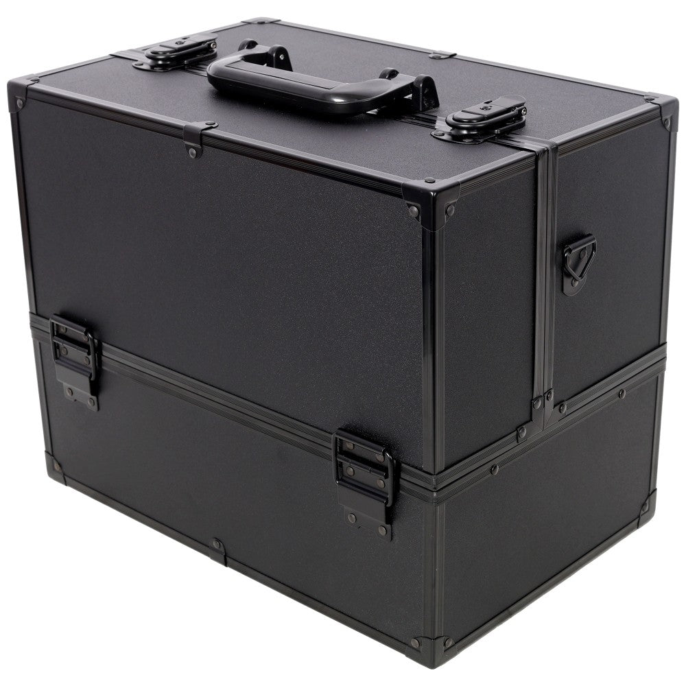 Large Lockable Makeup Train Case with 6 Adjustable Trays, Travel Cosmetic Organizer