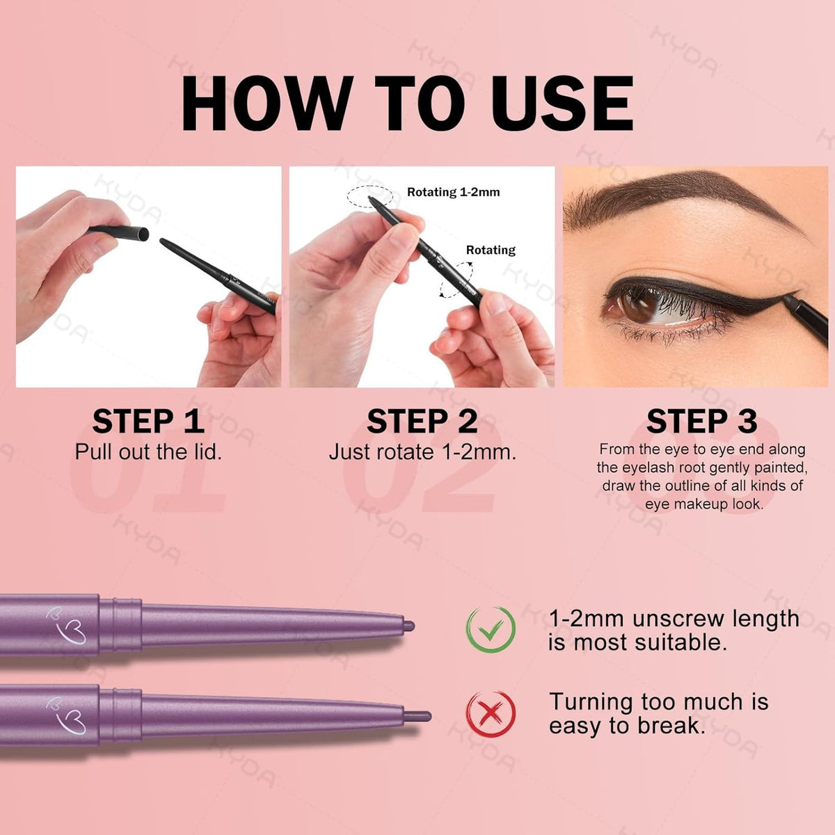 Light Brown Gel Eyeliner Pencil - Smooth Creamy #03, Matte Finish, Retractable
