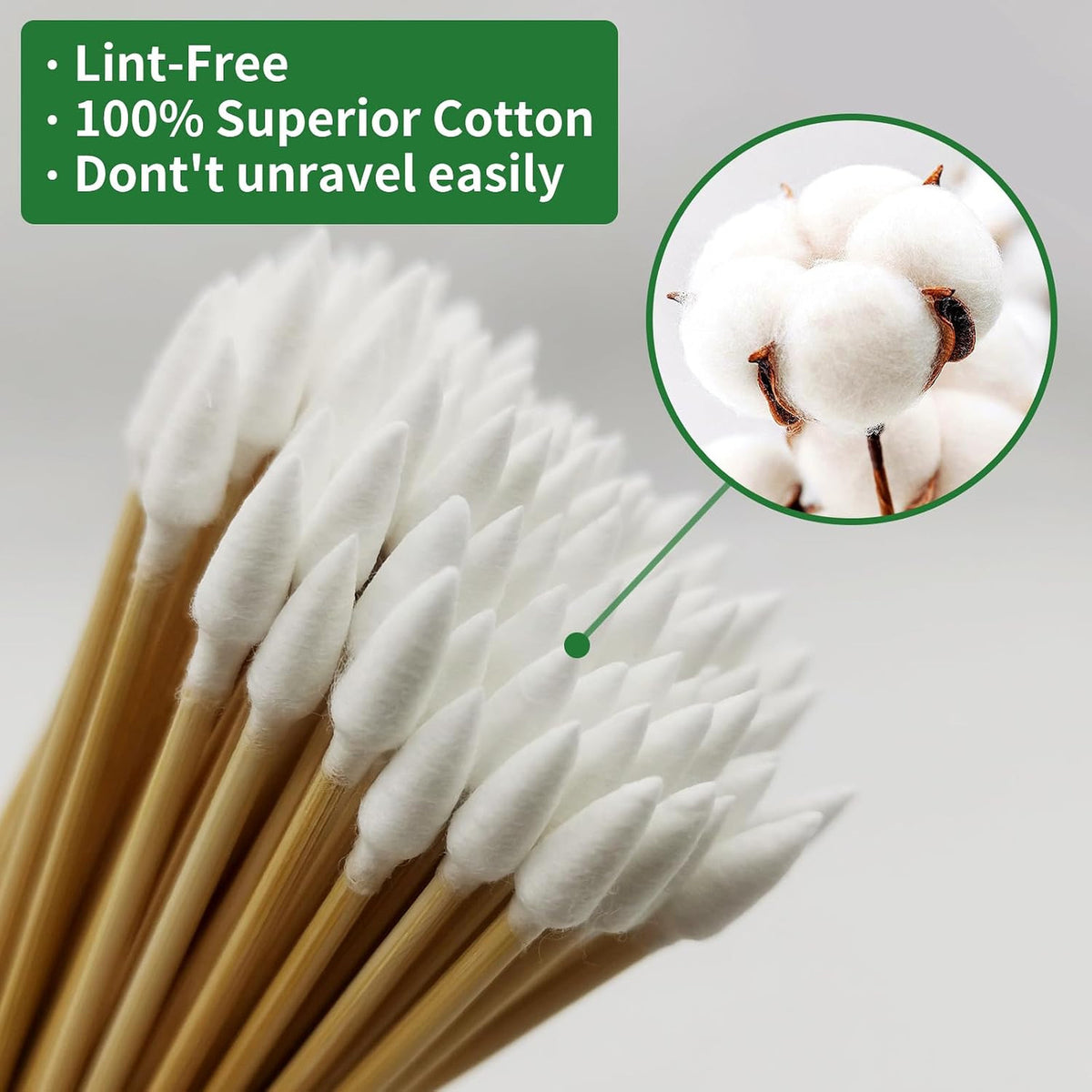 200PCS Biodegradable Cotton Swabs with Bamboo Sticks for Makeup & Cleaning