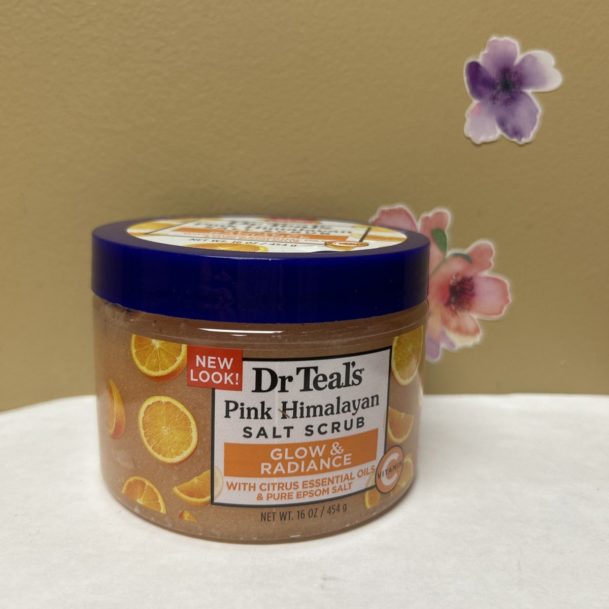 Dr Teal's Pink Himalayan Glow & Radiance Salt Scrub, Citrus essential