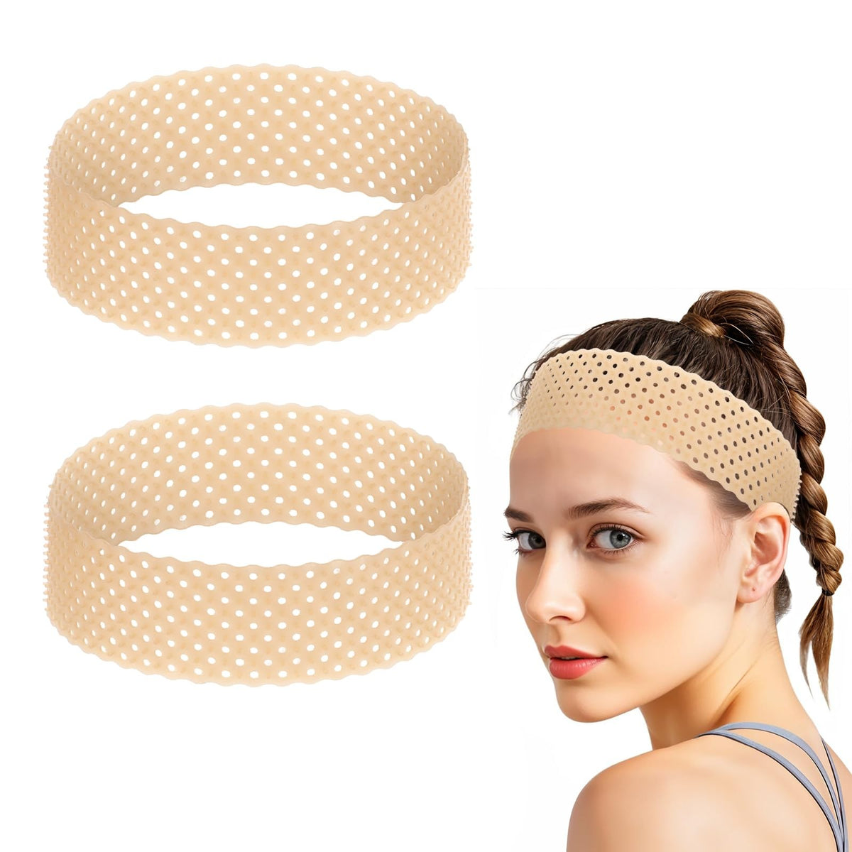 TIESOME 2pcs Adjustable Silicone Wig Grip Band, 1 Count (Pack of 2),