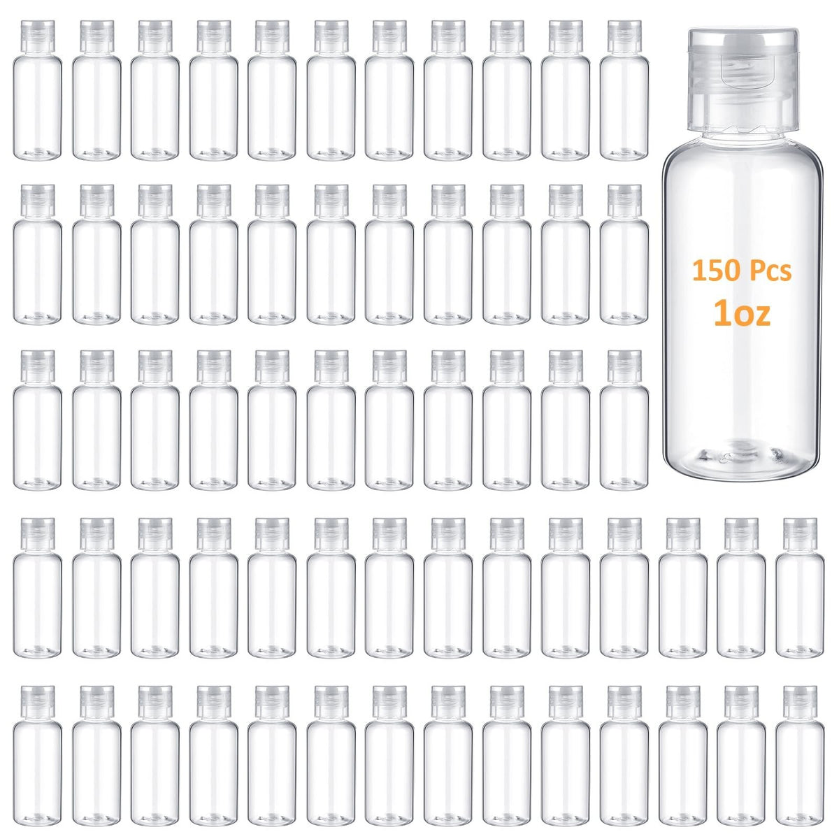 Mimorou 150 Pcs 1oz Travel Bottles Set, Clear Refillable Containers for Toiletries