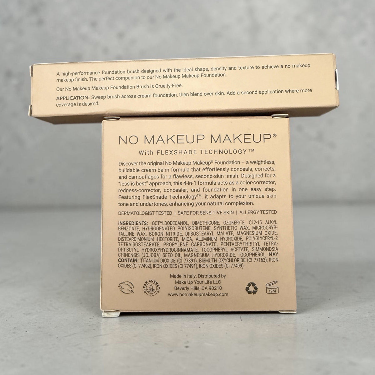 Buildable No Makeup Foundation Duo Set with Brushes - Light Medium