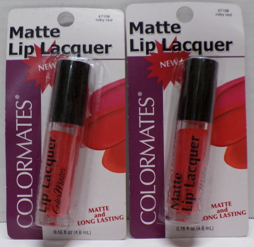 Set of 2 Matte Lip Lacquer Ruby Red 0.16 Fl Oz - Long-lasting Lip Color