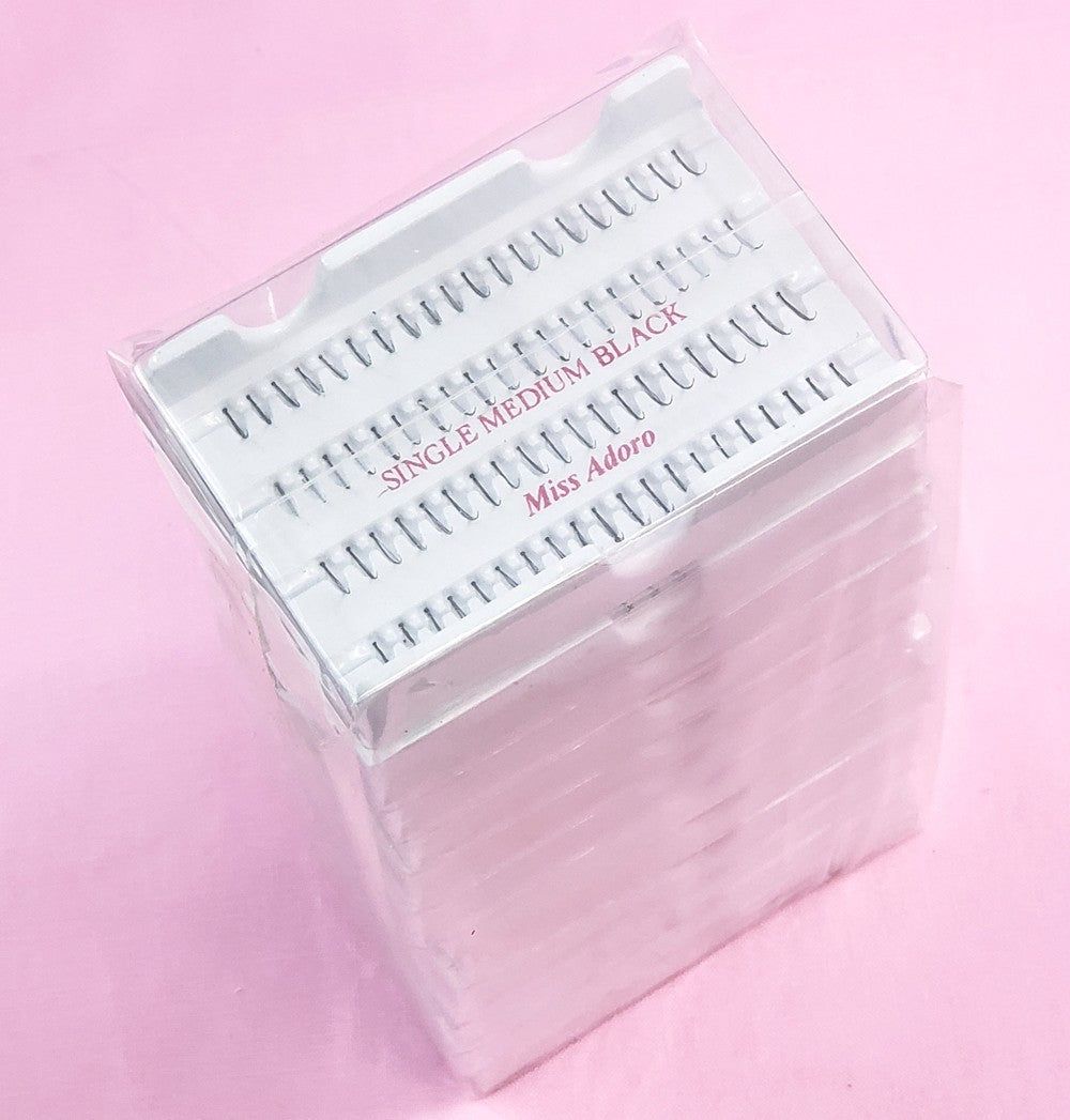 Premium Single Cluster False Eyelashes - Medium Length, Natural Look