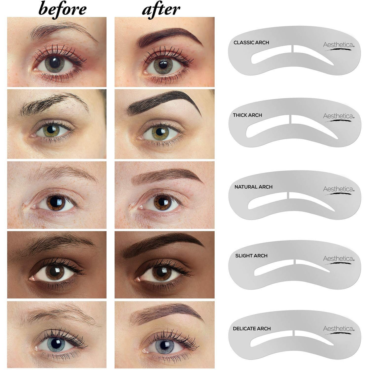 Eyebrow Makeup Kit with Powders Stencils & Tools for Perfect Brows