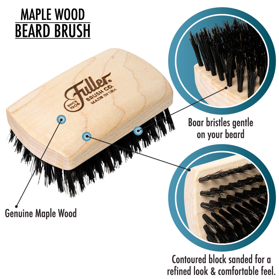 Fuller Brush Hair & Beard - Pocket Hairbrush Detangler w/ Boar