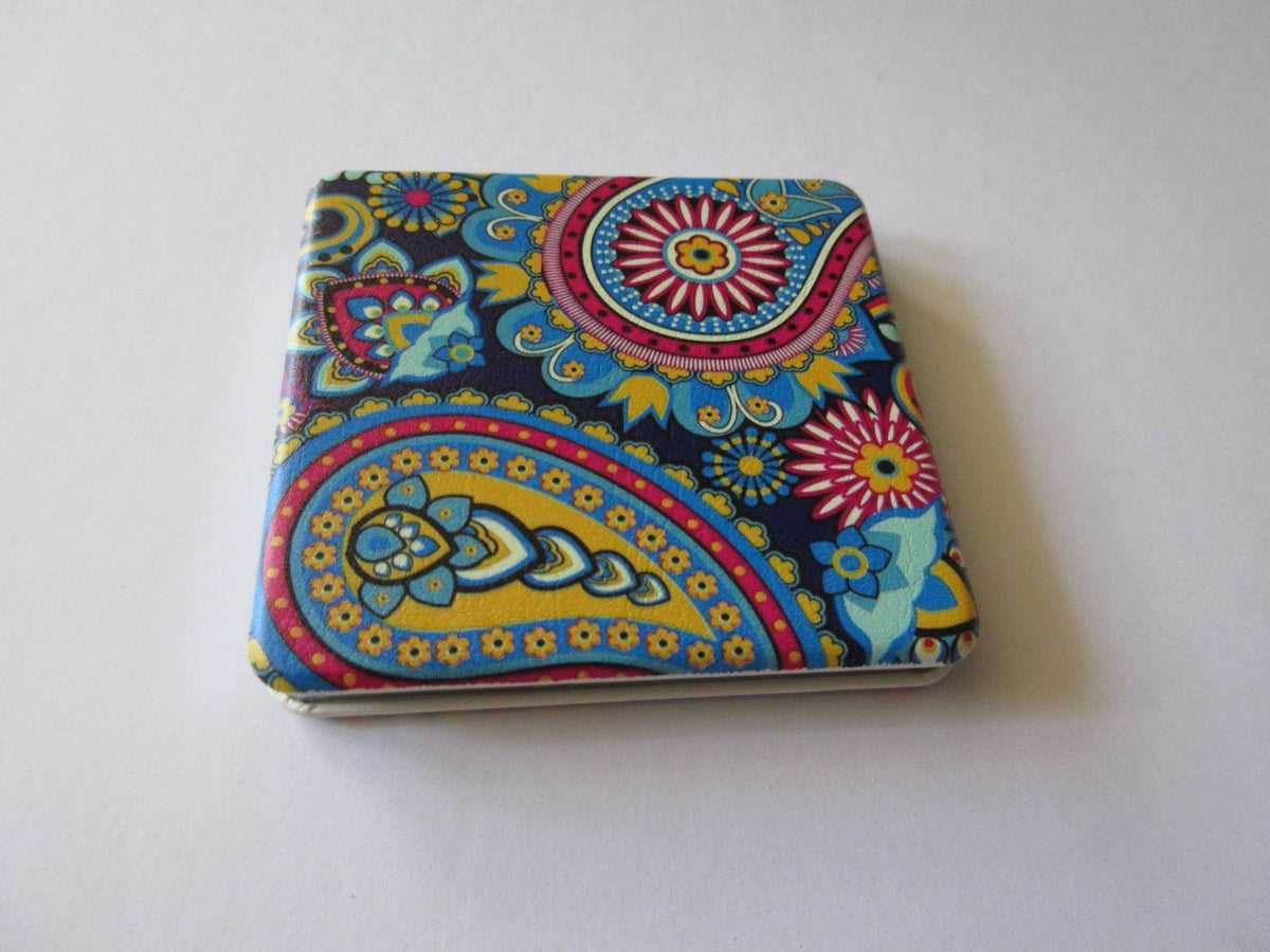 Double-Sided Travel Compact Mirror for Purse in Paisley Print
