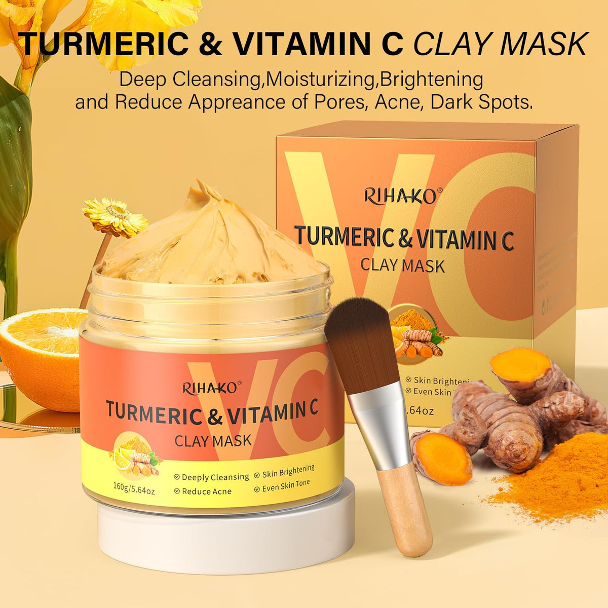 Turmeric Vitamin C Clay Face Mask - 5.63 oz