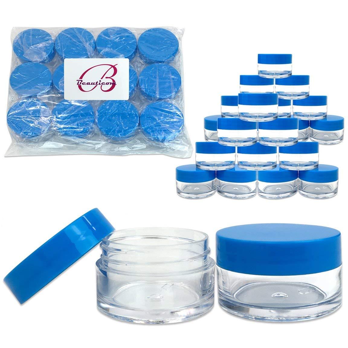 120 Pcs 20G/20ML Clear Cosmetic Sample Jars with Blue Lids BPA Free