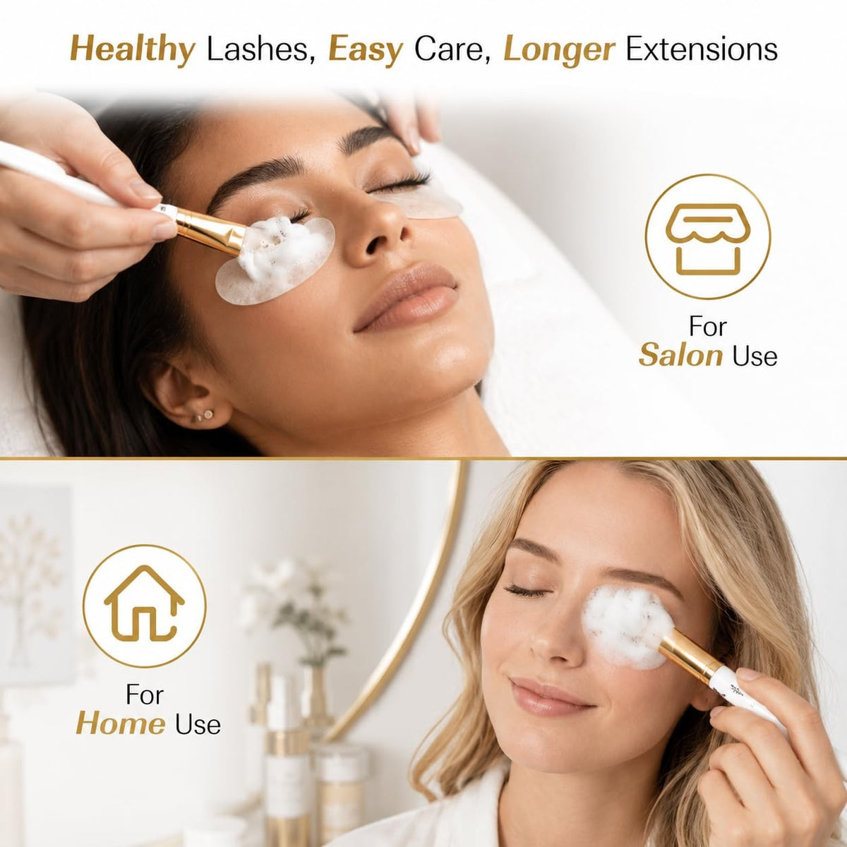 Eyelash Extension Cleanser Kit with Brushes - Deep Cleansing & Nourishing, 60ml