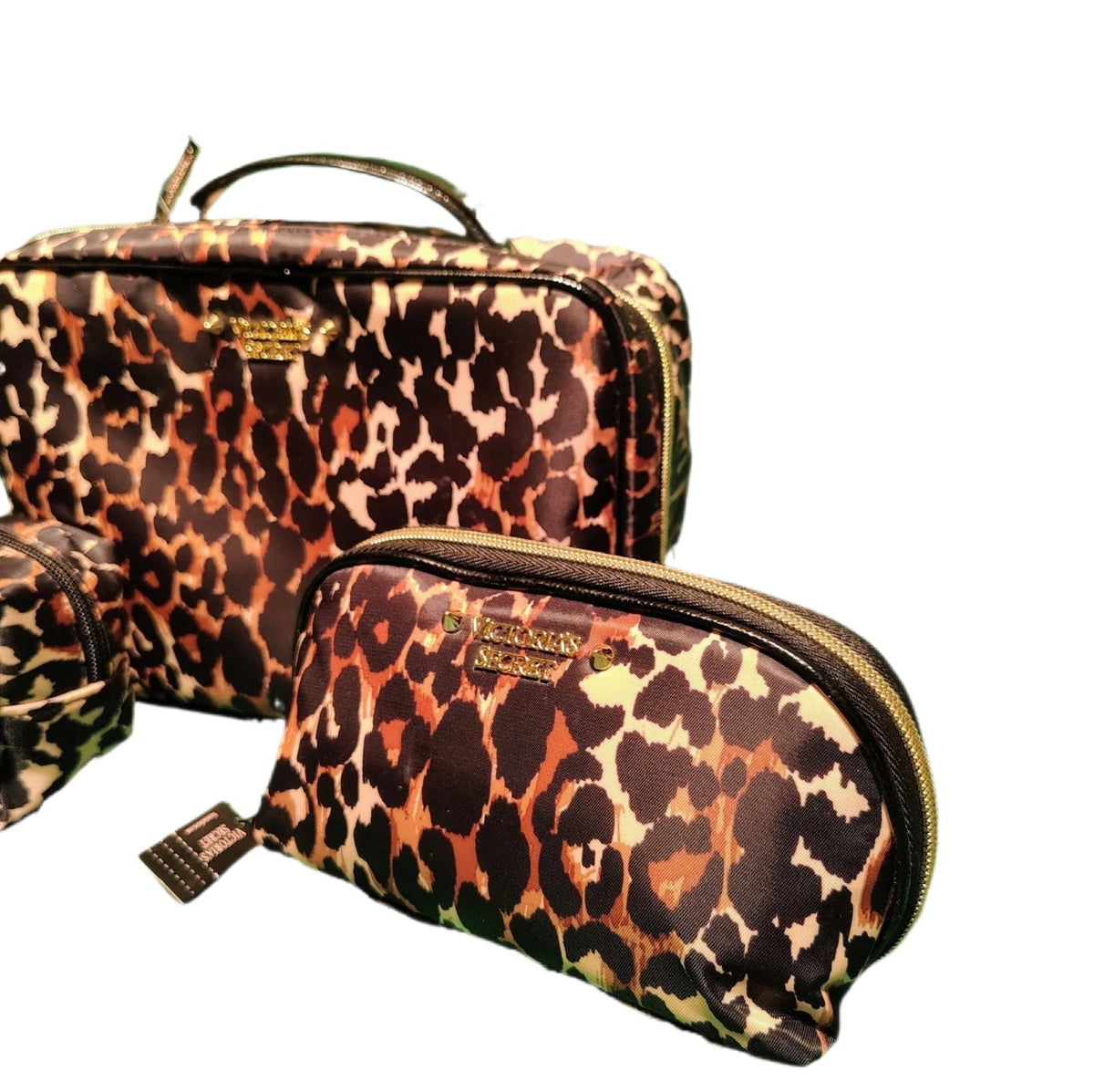 Victoria's Secret Exotic Leopard 3-Piece Makeup Bag Travel Set