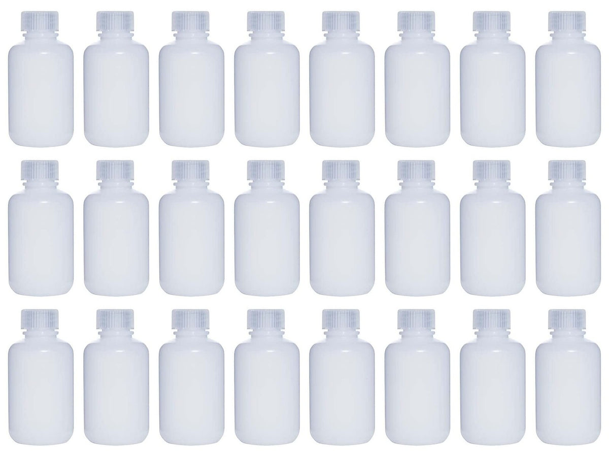24 Pack 125ml Narrow Mouth HDPE Plastic Reagent Bottles with Caps
