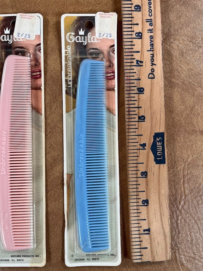 Vintage Gayla Comb NOS Made in USA Sealed Pink and Blue Set