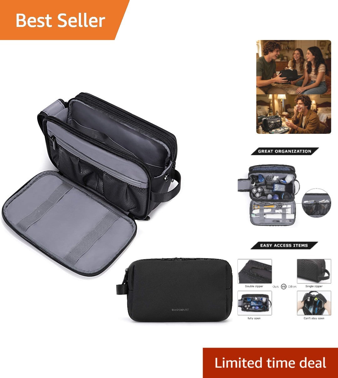 Men's Water-Resistant Travel Toiletry Bag Medium Size Organizer