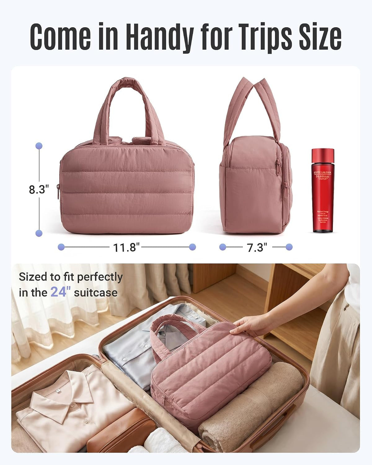 Travel Toiletry Bag for Women Waterproof Makeup Organizer with Handle