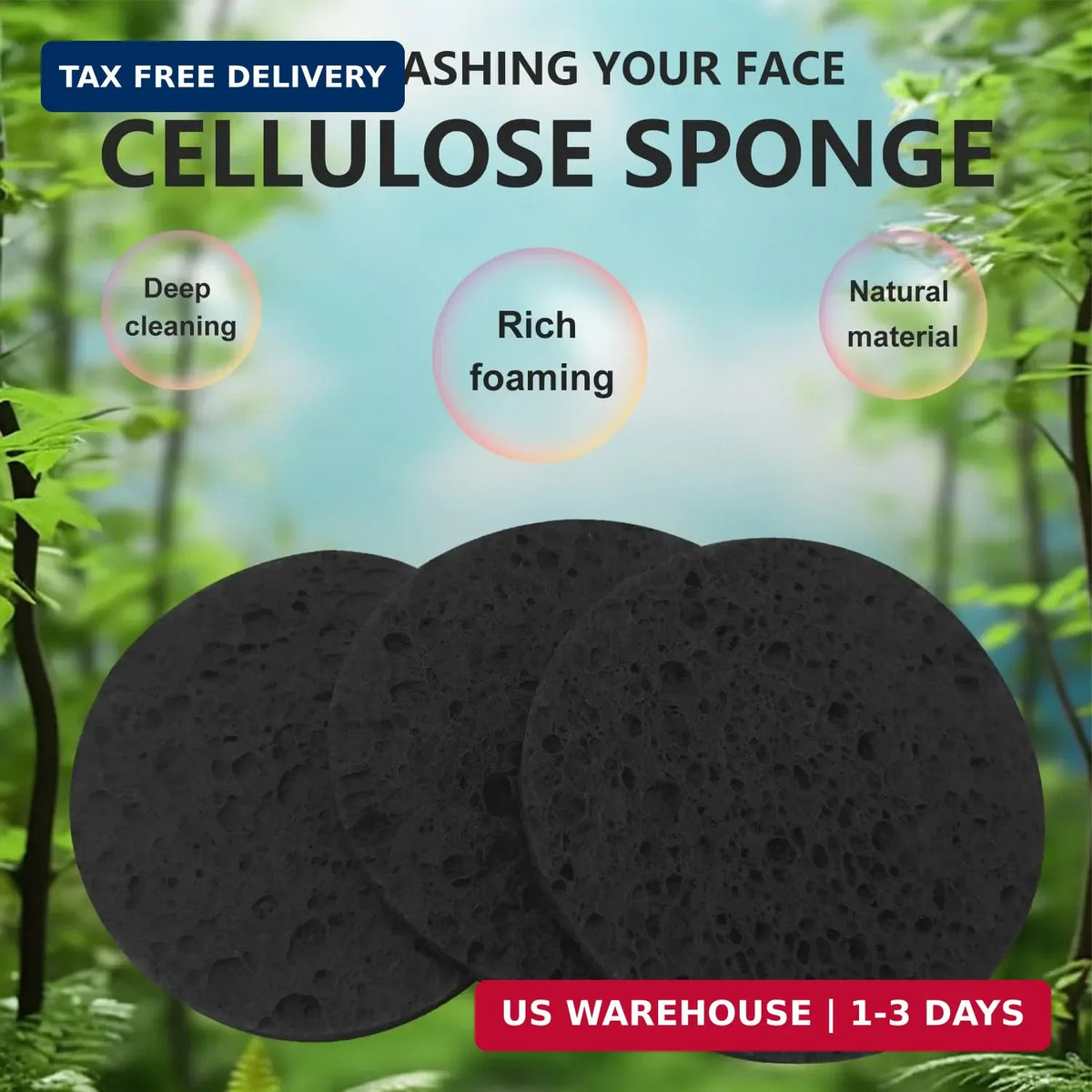 50 Count Large Compressed Facial Sponges for Deep Cleansing & Exfoliation