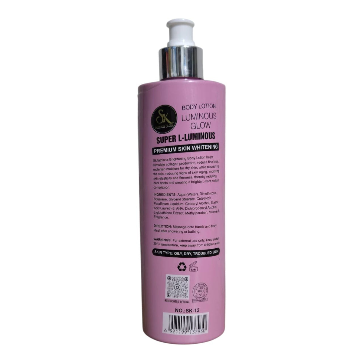 Luminous Body Lotion with Glutathione for Brightening & Hydration - SK Duchess Glow