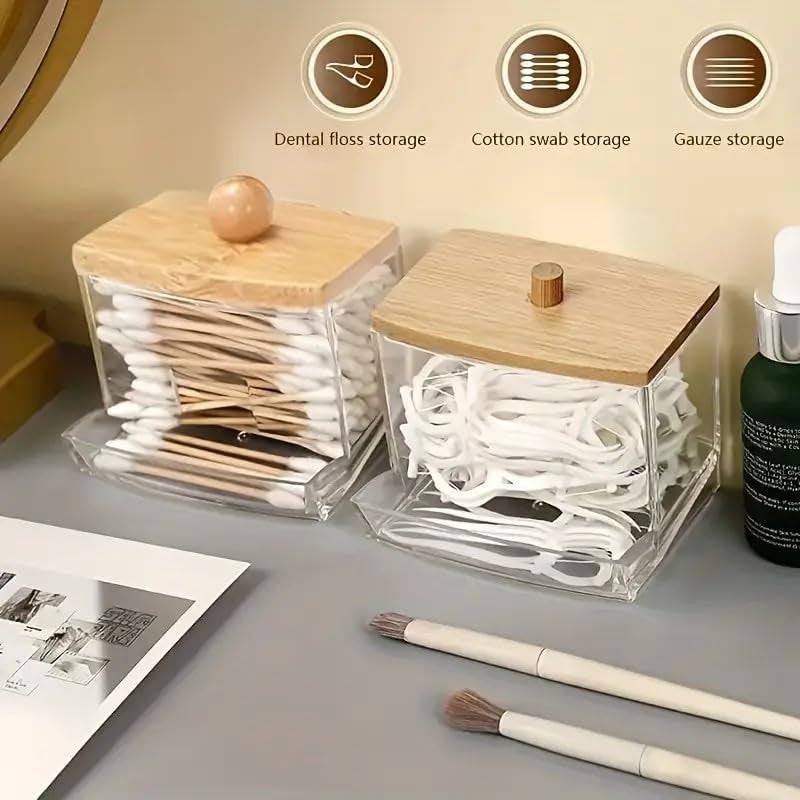 1pc Clear Cotton Swabs Storage Holder Dispenser with Lids