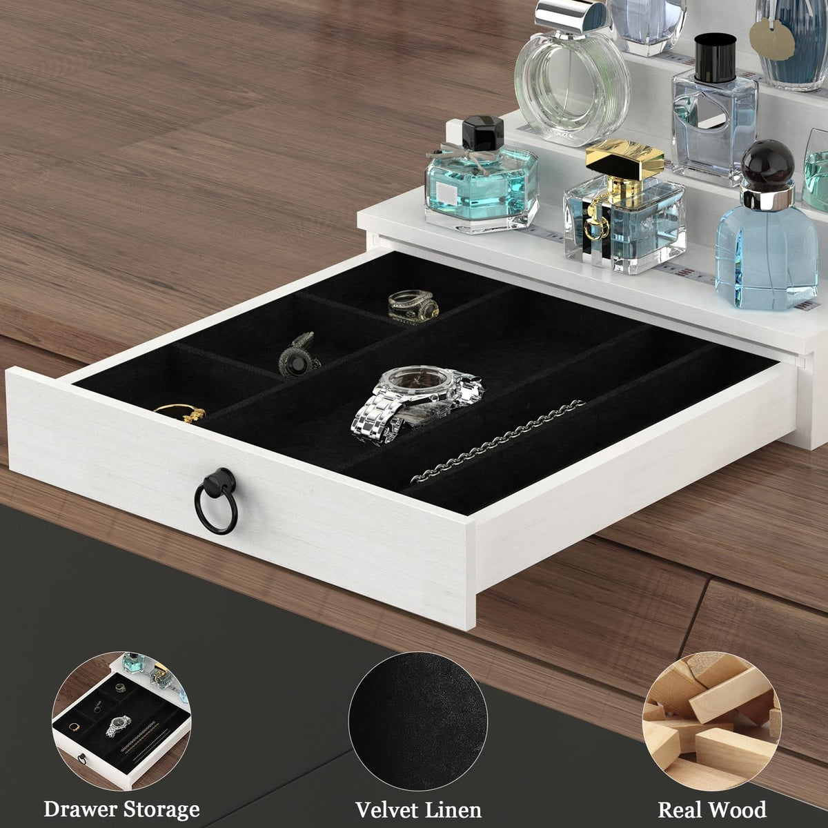 Lighted Wooden Perfume Organizer for Men - 4-Tier Cologne Display Stand