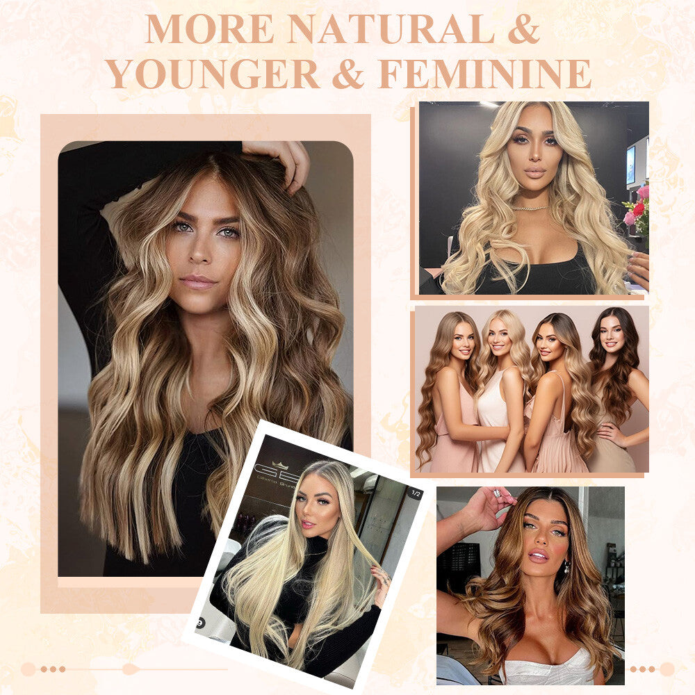 Clip-In Hair Extensions Full Head Ombre Highlight Synthetic Thick Hair 8-24 Inches