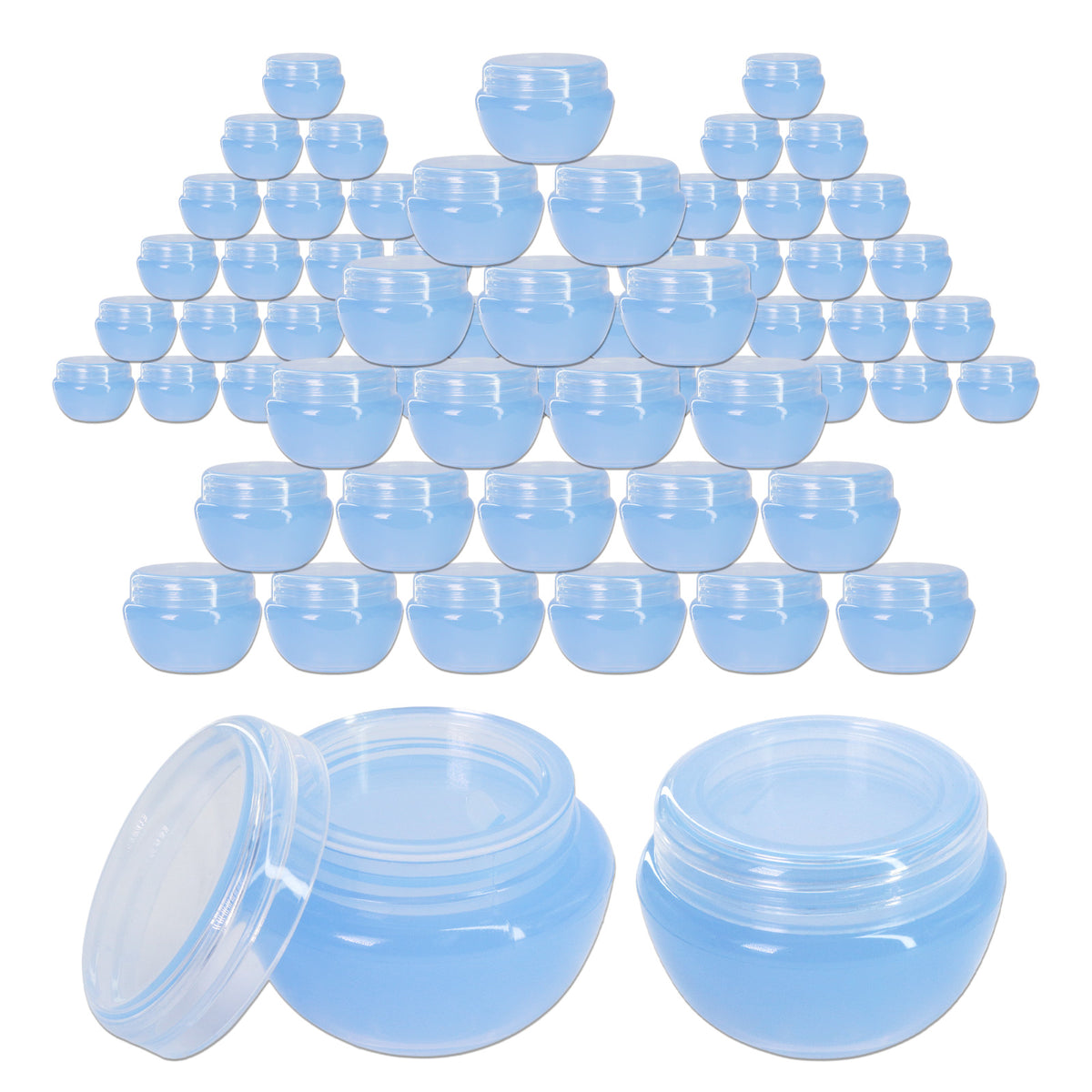 72 Pack Blue Cosmetic Sample Jars 10g/10ml with Inner Liners - Reusable