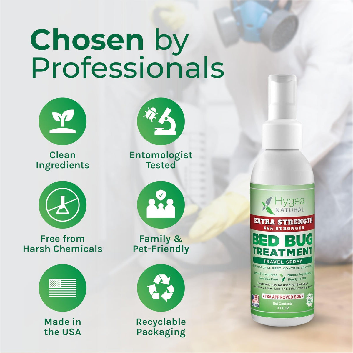 Natural Bed Bug Spray - Extra Strength, Odorless, Child & Pet Safe, 3 fl oz (Pack of 3)