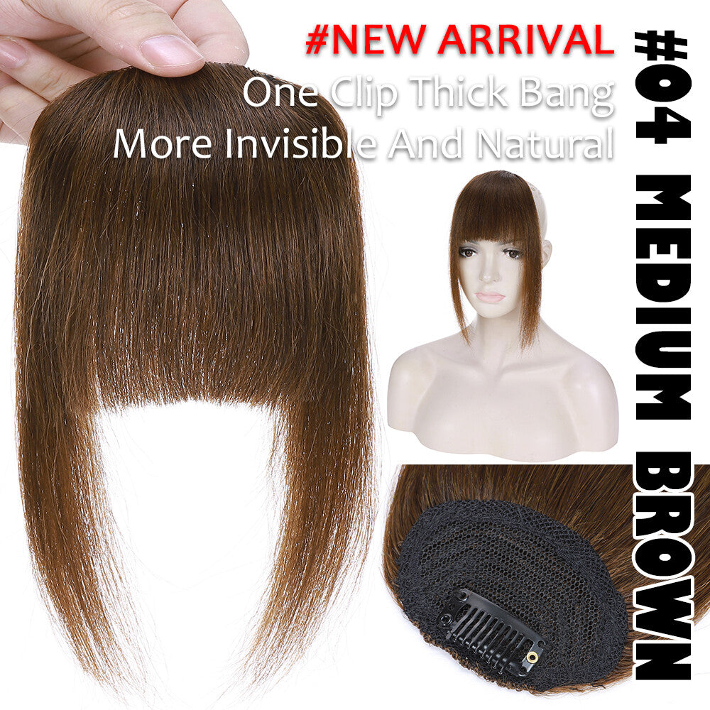 Clip-In Thick Fringe Bang Hair Extensions for Women - Remy Human Hair