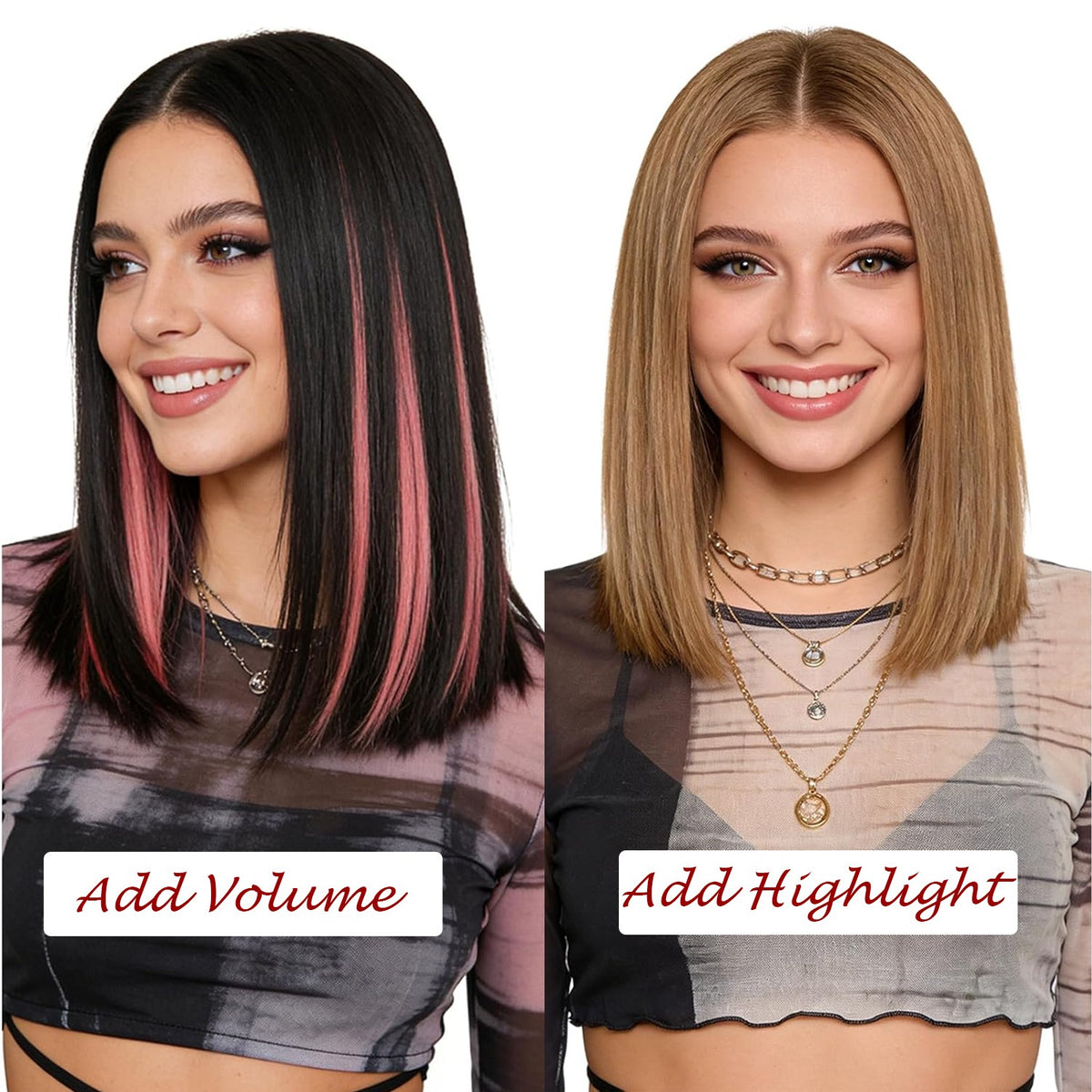 6PCS Clip-In Short Hair Extensions 100% Human Hair, Multiple Colors & Lengths