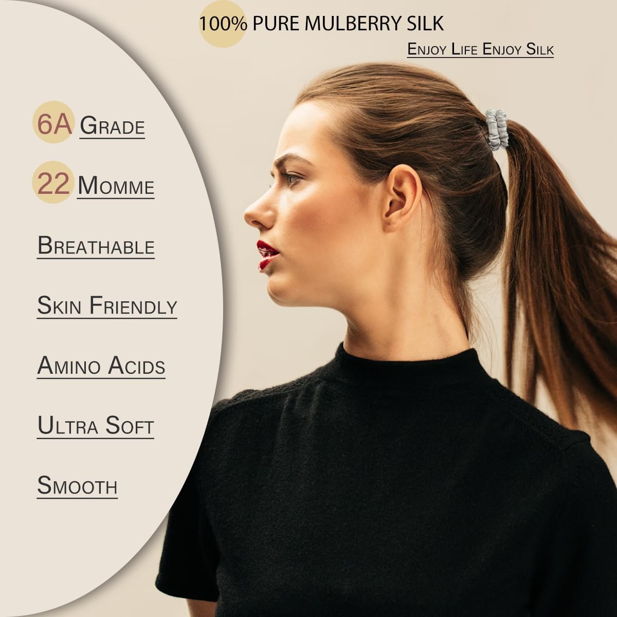 SEMRUE 22 Momme 100% Pure Mulberry Silk Scrunchies 1 Count (Pack of
