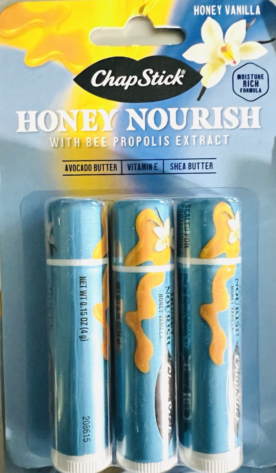 ChapStick Honey Nourish Lip Balm 15 Pack - Moisturizing Vanilla Honey Flavored