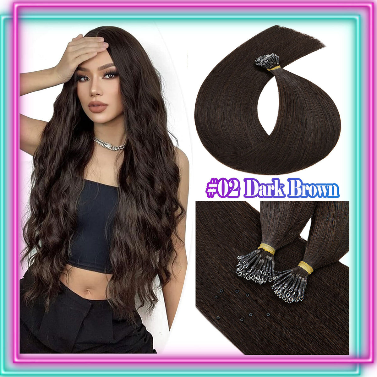 Nano Ring Hair Extensions 100% Human Remy Micro Loop Beads - Multiple Colors & Lengths