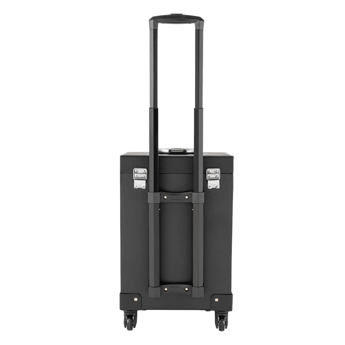 Rolling Makeup Train Case with Aluminum Alloy Storage Organizer and Locking Compartments