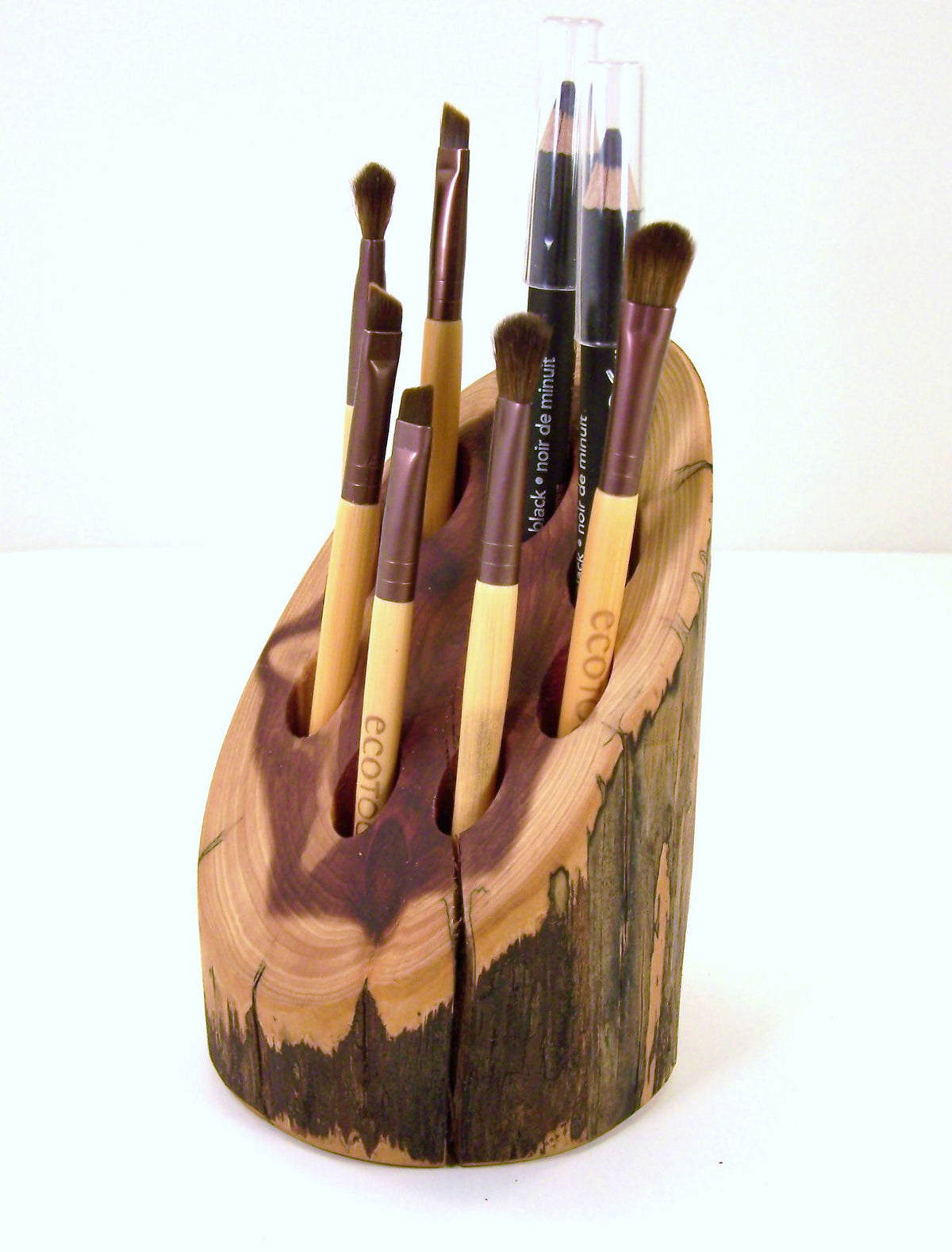 Red Cedar Makeup Brush Holder - Handmade Bathroom Organizer, Farmhouse Decor