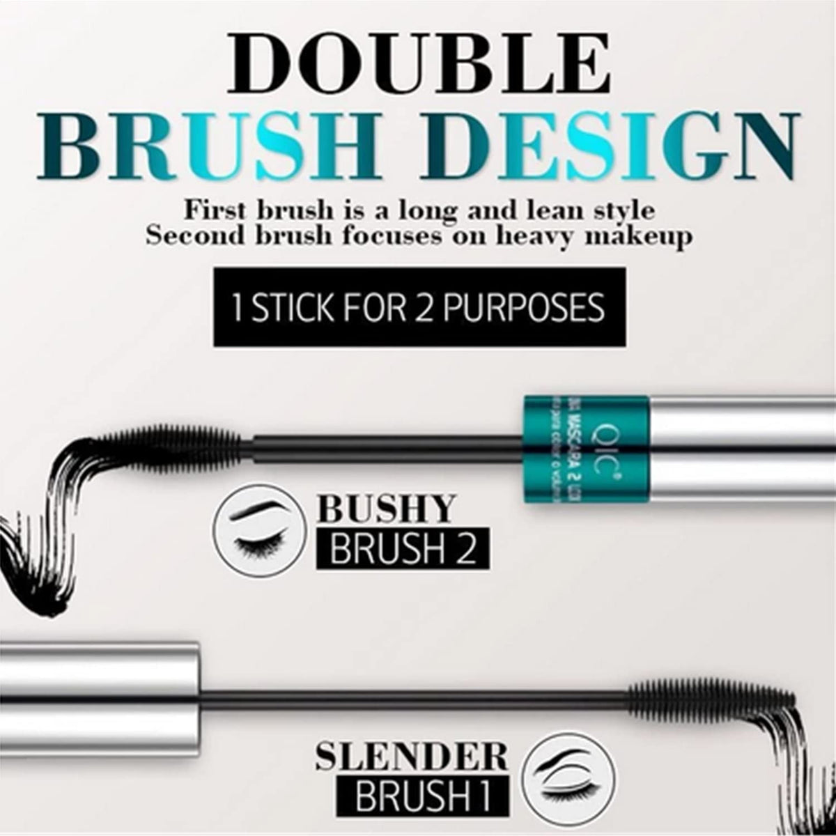 Long-Lasting 2 Pack Waterproof Lash Mascara Set with Dual Brushes