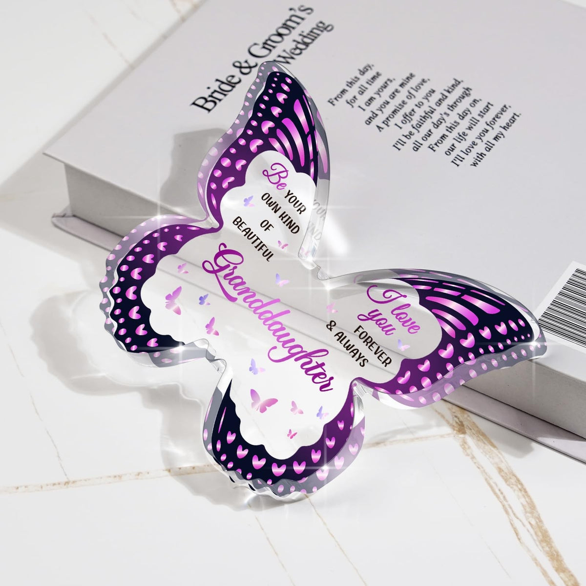 Granddaughter Gifts from Grandma Butterfly Acrylic Plaque - Sentimental Jewelry Keepsake