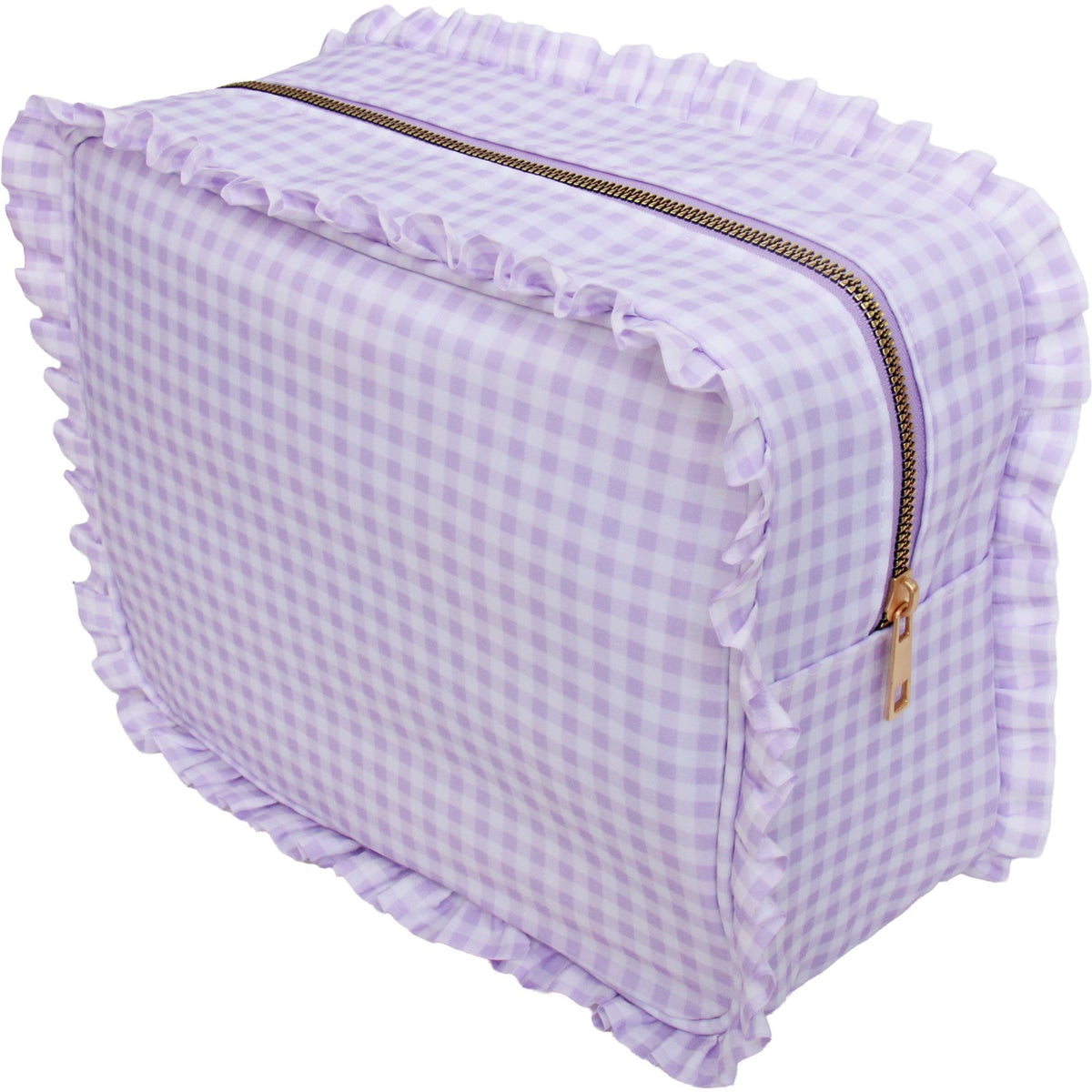 Personalized Gingham Cosmetic Bag Makeup & Toiletry Organizer 10.5x8x4.5"